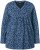 Ulla Popken Geometric Print 3/4 Sleeve Pleated Tee Navy Blue - Τυπωμένα T-shirts για γυναίκες - 