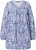 Ulla Popken Allover Printed Pleated Long Sleeve Tee Dark Blue - Τυπωμένα T-shirts για γυναίκες - 