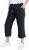 Ulla Popken Cool Linen Elastic Waist Capri Pants Black - Τζιν & Παντελόνια για Γυναίκες σε Μεγάλες Μεγέθη – Plus Size - 
