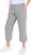 Ulla Popken Cool Linen Elastic Waist Capri Pants Light Grey Melange - Τζιν & Παντελόνια για Γυναίκες σε Μεγάλες Μεγέθη – Plus Size - 