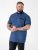 D555 Murray Printed Jacquard Collar & Cuff Short Sleeve Polo Blue - Πόλο μπλουζάκια - Aνδρικά μπλουζακια πολο μεγάλα μεγέθη