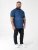 D555 Murray Printed Jacquard Collar & Cuff Short Sleeve Polo Blue - Πόλο μπλουζάκια - Aνδρικά μπλουζακια πολο μεγάλα μεγέθη