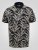 D555 Palmer Leaf Printed Jacquard Collar & Cuff Chest Pocket Polo Black - Πόλο μπλουζάκια - Aνδρικά μπλουζακια πολο μεγάλα μεγέθη