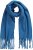 Ulla Popken Trendy Boucle Yarn Fringe Knit Scarf Teal Blue - Αξεσουάρ - 