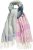 Ulla Popken Cozy Lettering Fringed Scarf Pink and Blue - Αξεσουάρ - 