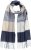 Ulla Popken Checked Fringed Hem Scarf Dark Putty - Αξεσουάρ - 