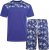 Kam Jeans 5002 Palm Tree Panel Tee And Short Set Electric Blue - Μακό μπλουζάκια - Aνδρικά μπλουζεσ μεγάλα μεγέθη