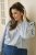 Kaffe Curve Lenia Flounce Shirt Powder Blue Stripe - Πουκάμισα - 