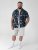 D555 Corden Hawaiian AOP Cuban Collar Resort Short Sleeve Navy - Κοντομάνικα πουκάμισα - Κοντομάνικα πουκάμισα μεγάλα μεγέθη