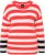 Ulla Popken Mixed Stripe Long Sleeve Sweater Hibiscus Red - φούτερ/Φούτερ με κουκούλα - 