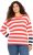 Ulla Popken Mixed Stripe Long Sleeve Sweater Hibiscus Red - φούτερ/Φούτερ με κουκούλα - 