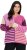Ulla Popken Patchwork Striped Long Sleeve V-Neck Sweater Raspberry - φούτερ/Φούτερ με κουκούλα - 