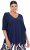 Ulla Popken Oversized 3/4 Sleeve V-Neck Sweater Navy - φούτερ/Φούτερ με κουκούλα - 