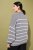 Ulla Popken Oversized Striped Balloon Sleeve Sweater Grey Melange - φούτερ/Φούτερ με κουκούλα - 