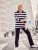 Ulla Popken Striped Polo Collar Long Sleeve Sweater Navy - φούτερ/Φούτερ με κουκούλα - 