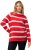 Ulla Popken Stripe Fine Knit Turtleneck Sweater Light Red - φούτερ/Φούτερ με κουκούλα - 