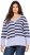 Ulla Popken Split Stripe Long Sleeve V-Neck Sweater Blue Grey - φούτερ/Φούτερ με κουκούλα - 
