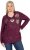 Ulla Popken Metallic Print Extra Soft Christmas Sweatshirt Dark Wine Red - φούτερ/Φούτερ με κουκούλα - 