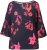 Ulla Popken Botanical Print Cold Shoulder Top Black - Μπλουζάκια - 