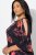 Ulla Popken Botanical Print Cold Shoulder Top Black - Μπλουζάκια - 