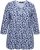 Ulla Popken Floral 3/4 Sleeve V-Neck A-Line Tee Blue - Μπλουζάκια - 