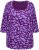 Ulla Popken Scribble Print Square Neck 3/4 Sleeve Tee Violet - Τυπωμένα T-shirts για γυναίκες - 