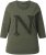 Ulla Popken Textured Lettering 3/4 Sleeve Tee Olive - Τυπωμένα T-shirts για γυναίκες - 