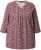 Ulla Popken Mixed Pattern Stripe 3/4 Sleeve Tee Dark Cherry Red - Μπλουζάκια - 