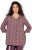 Ulla Popken Mixed Pattern Stripe 3/4 Sleeve Tee Dark Cherry Red - Μπλουζάκια - 