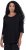 Ulla Popken Flower Epaulet 3/4 Sleeve Top Black - Τυπωμένα T-shirts για γυναίκες - 