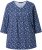 Ulla Popken Graphic Print Pleated 3/4 Sleeve Tee Blue - Μπλουζάκια - 