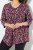 Ulla Popken Ribbon Print 3/4 Sleeve Asymmetric Tee Plum - Τυπωμένα T-shirts για γυναίκες - Γυναικεία T-shirts με Στάμπες