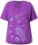 Ulla Popken Marine Print Short Sleeve Tee Purple - Τυπωμένα T-shirts για γυναίκες - 
