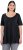 Ulla Popken Essential Front Pleat Tee Black - Μπλουζάκια - 