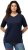 Ulla Popken Piping Accent Functional UVP 50+ Stretch Knit Top Navy Blue - Μπλουζάκια - 