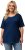 Ulla Popken Cold Dye Ruffle Edge Pocket Tee Dark Blue - Μπλουζάκια - 