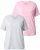 Ulla Popken Eco Cotton Basic T-Shirt 2-Pack Grey/Pink - Μπλουζάκια - 