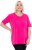 Ulla Popken Essential Round Neck Stretch Tee Magenta Pink - Μπλουζάκια - 