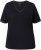 Ulla Popken Satin Trimmed Ribbed Jersey Short Sleeve T-Shirt Black - Μπλουζάκια - 