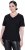 Ulla Popken Satin Trimmed Ribbed Jersey Short Sleeve T-Shirt Black - Μπλουζάκια - 