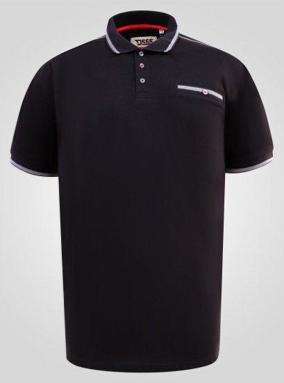 D555 Potts Jersey Polo With Jacquard Collar & Cuffs Μαύρο - Πόλο μπλουζάκια - Aνδρικά μπλουζακια πολο μεγάλα μεγέθη
