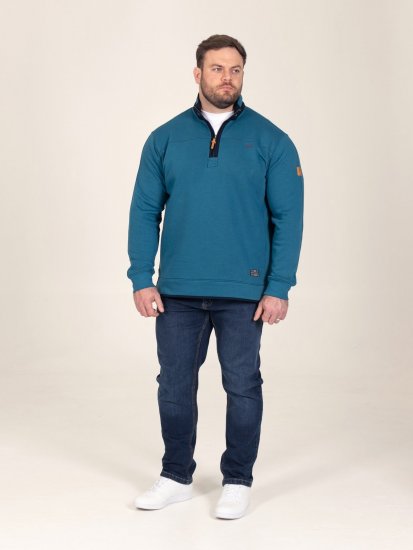D555 Conway 1 1/4 Zip Neck Fleece Sweatshirt With Bear Logo Teal - φούτερ/Φούτερ με κουκούλα - φούτερ/Φούτερ με κουκούλα ανδρικά μεγάλα μεγέθη 