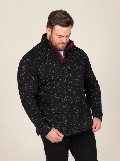 D555 Chandler Reno 1/4 Zip Neck Sweatshirt With Bear Logo Μαύρο - φούτερ/Φούτερ με κουκούλα - φούτερ/Φούτερ με κουκούλα ανδρικά μεγάλα μεγέθη 
