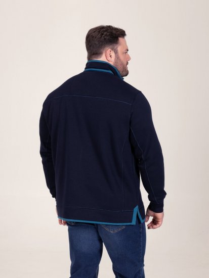 D555 Conway 2 1/4 Zip Neck Fleece Sweatshirt With Bear Logo Μπλε μαρέν - φούτερ/Φούτερ με κουκούλα - φούτερ/Φούτερ με κουκούλα ανδρικά μεγάλα μεγέθη 