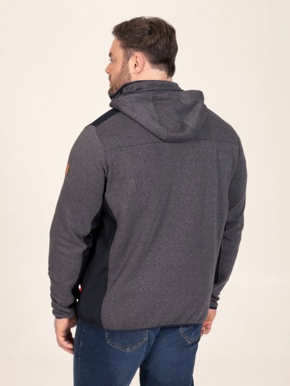 D555 Conrad Detachable Hood Bonded Fleece Zip Through Hoody Μπλε μαρέν - φούτερ/Φούτερ με κουκούλα - φούτερ/Φούτερ με κουκούλα ανδρικά μεγάλα μεγέθη 
