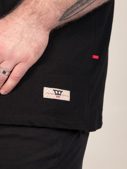 D555 Potts Jersey Polo With Jacquard Collar & Cuffs Μαύρο - Πόλο μπλουζάκια - Aνδρικά μπλουζακια πολο μεγάλα μεγέθη