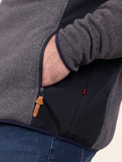 D555 Conrad Detachable Hood Bonded Fleece Zip Through Hoody Μπλε μαρέν - φούτερ/Φούτερ με κουκούλα - φούτερ/Φούτερ με κουκούλα ανδρικά μεγάλα μεγέθη 