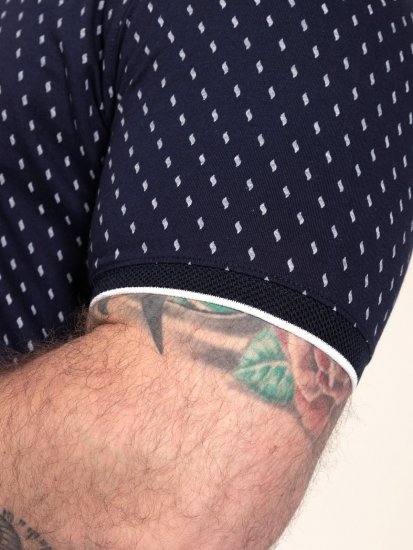 D555 Reid AOP Polo With Jacquard Collar, Pocket And Cuffs Μπλε μαρέν - Πόλο μπλουζάκια - Aνδρικά μπλουζακια πολο μεγάλα μεγέθη