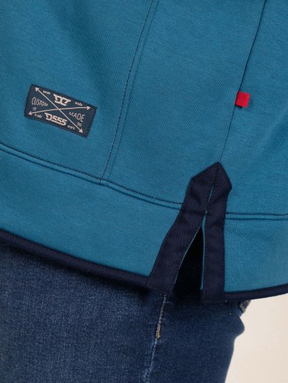 D555 Conway 1 1/4 Zip Neck Fleece Sweatshirt With Bear Logo Teal - φούτερ/Φούτερ με κουκούλα - φούτερ/Φούτερ με κουκούλα ανδρικά μεγάλα μεγέθη 