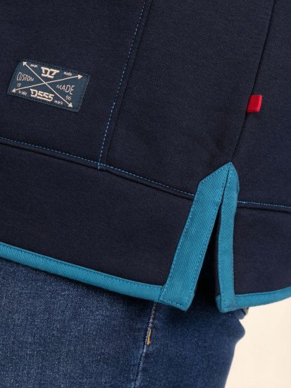 D555 Conway 2 1/4 Zip Neck Fleece Sweatshirt With Bear Logo Μπλε μαρέν - φούτερ/Φούτερ με κουκούλα - φούτερ/Φούτερ με κουκούλα ανδρικά μεγάλα μεγέθη 